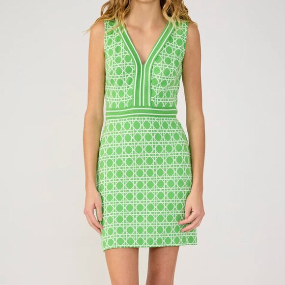 Trina Turk Dress Womens Small Billie Jean Green Justine Sleeveless Knit A-Line S - Picture 1 of 10